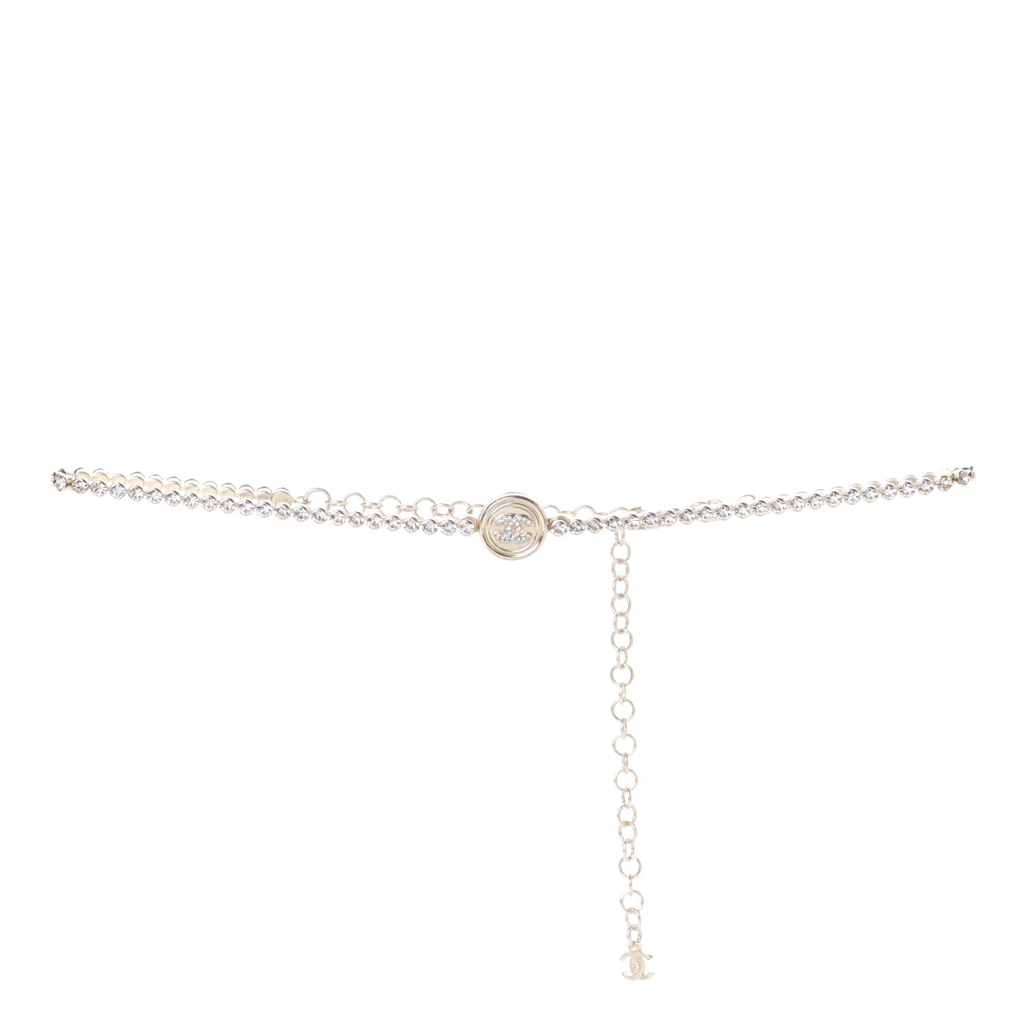 Chanel Crystal CC Chain Short Necklace Gold 1 of 4