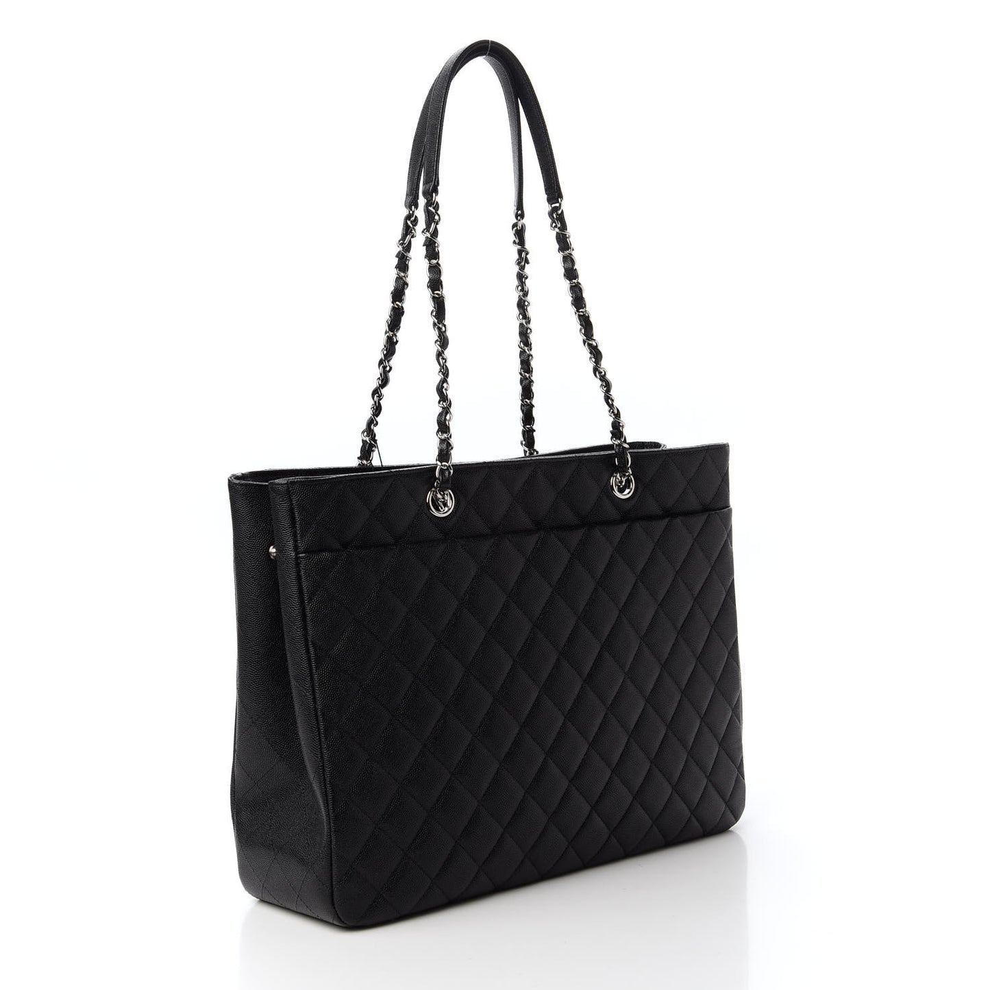 Caviar Quilted Large Shopping Tote Black