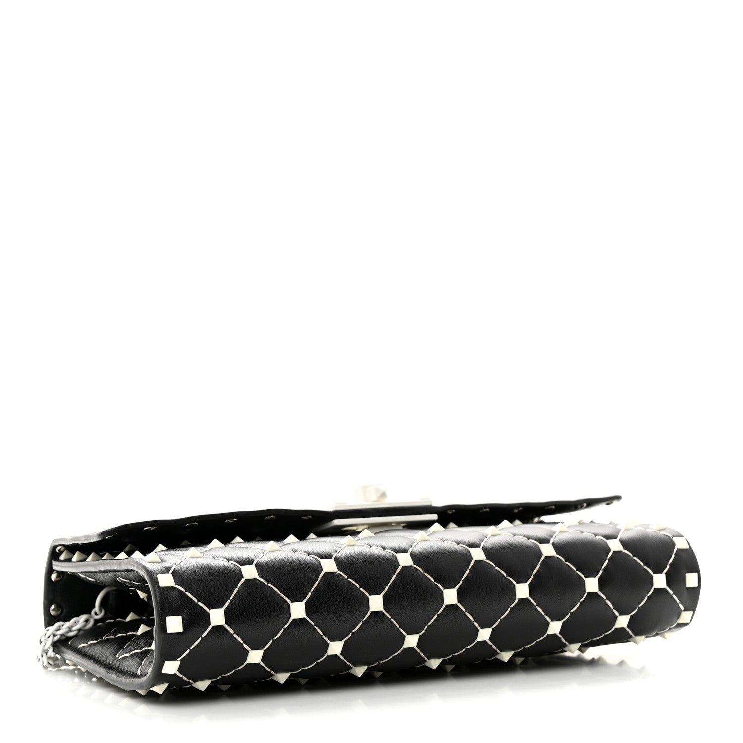 Valentino Garavani Lambskin Free Rockstud Spike Wallet On Chain Black 4 of 12