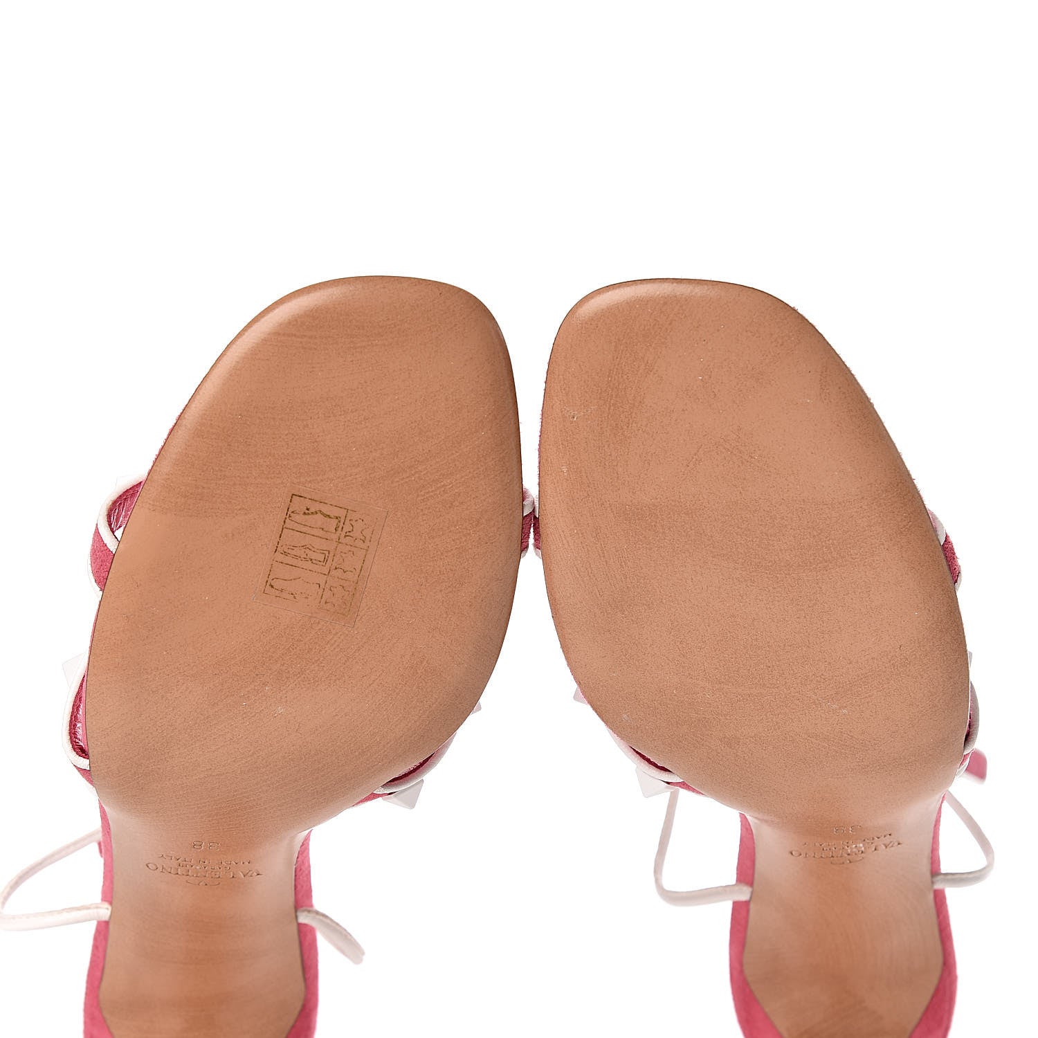 Valentino Garavani Suede Free Rockstud Crisscross Slingback 85mm Sandals 38 Shadow Pink Optic White 9 of 9