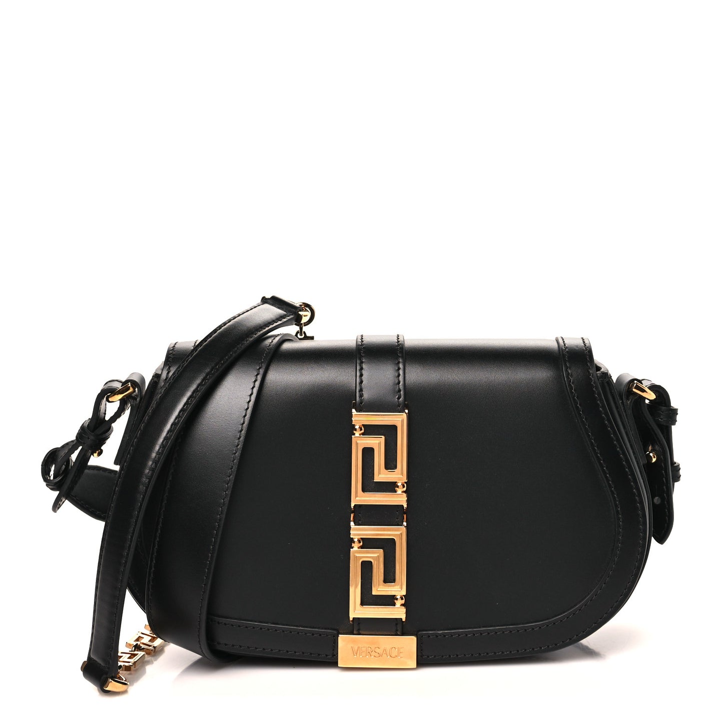 Calfskin Medium Greca Goddess Shoulder Bag Black