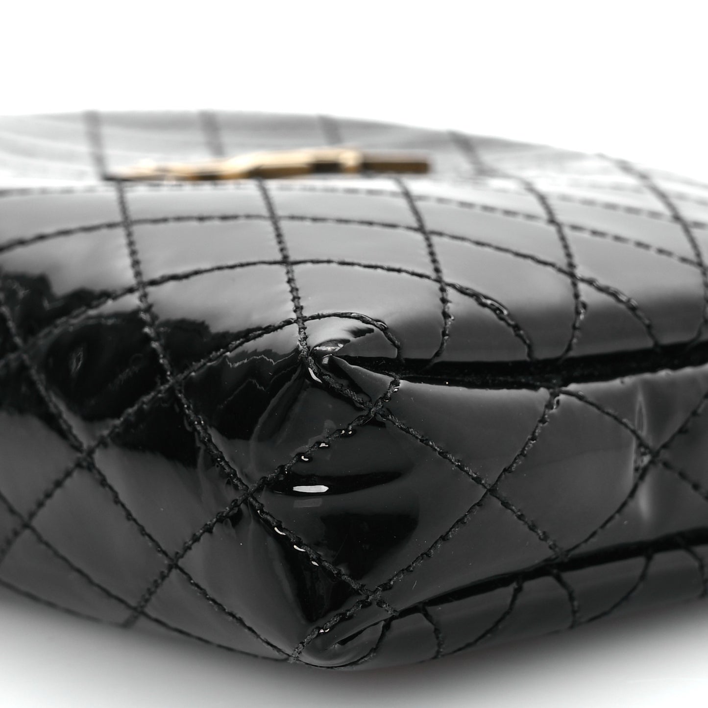 Patent Quilted Gaby Zipped Pouch Black