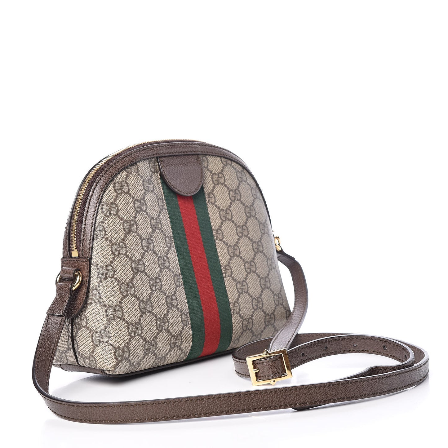 GG Supreme Monogram Textured Dollar Calfskin Web Small Ophidia Dome Shoulder Bag Beige Ebony New Acero