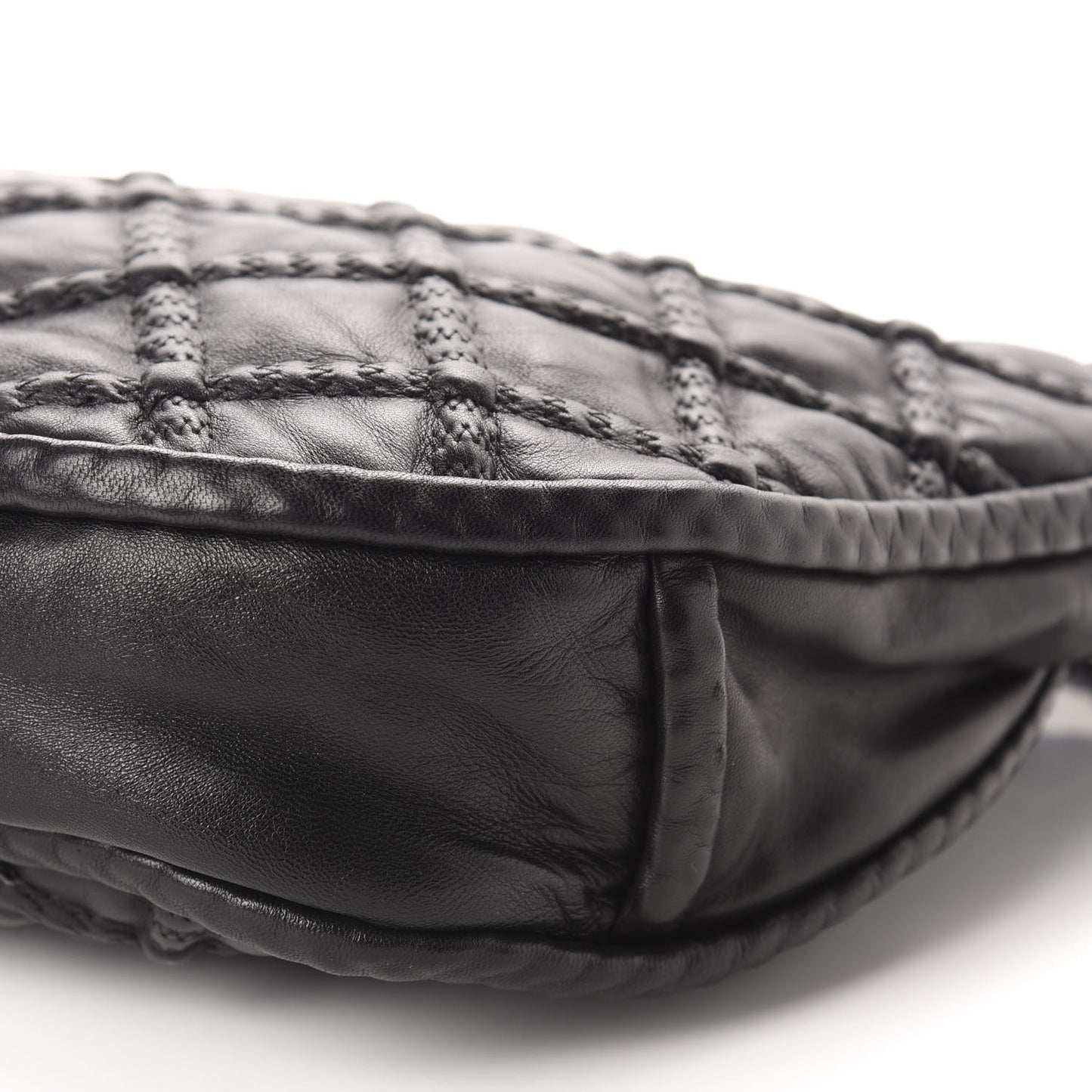 Quilted Lambskin Hidden Chain Hobo Black