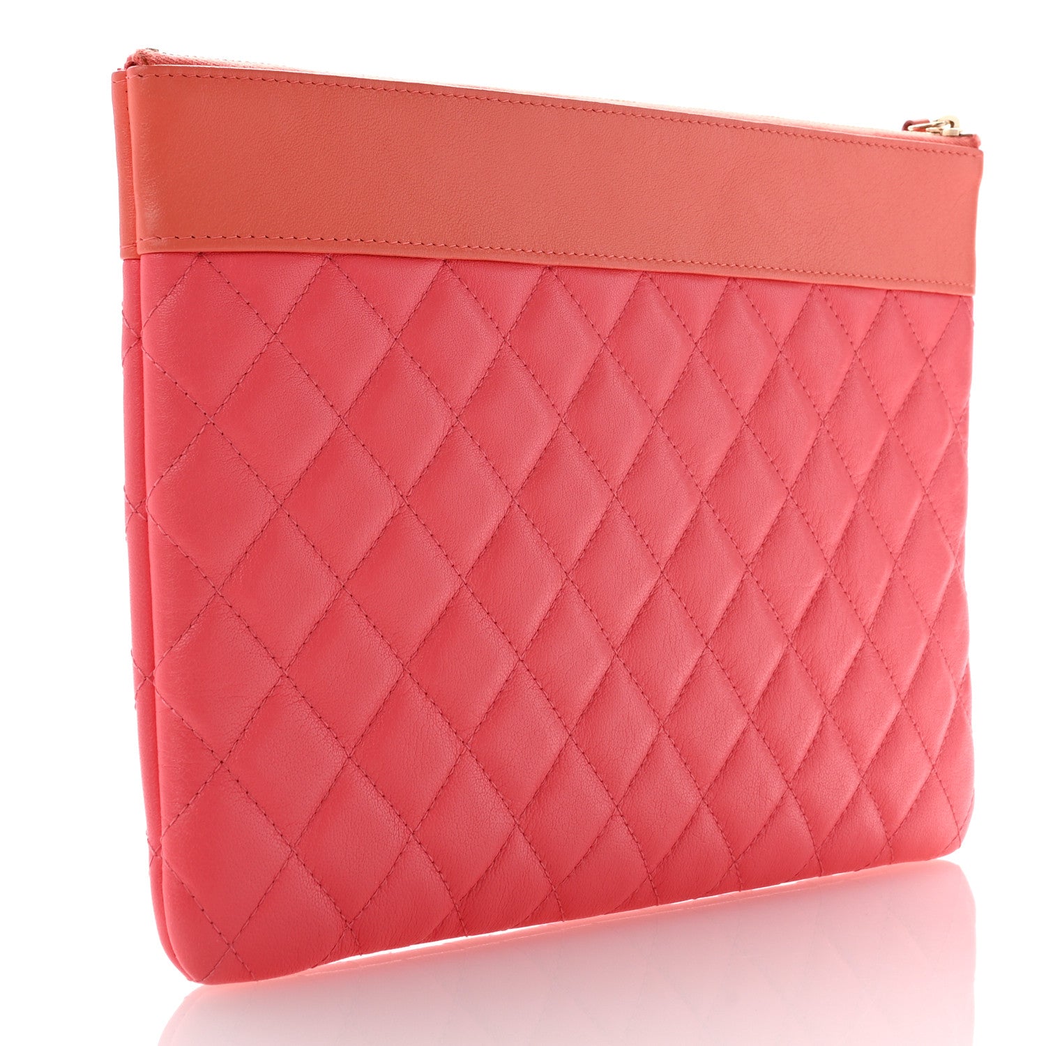 Chanel Sheepskin Quilted Medium Vintage Mademoiselle Cosmetic Case Pink 3 of 7