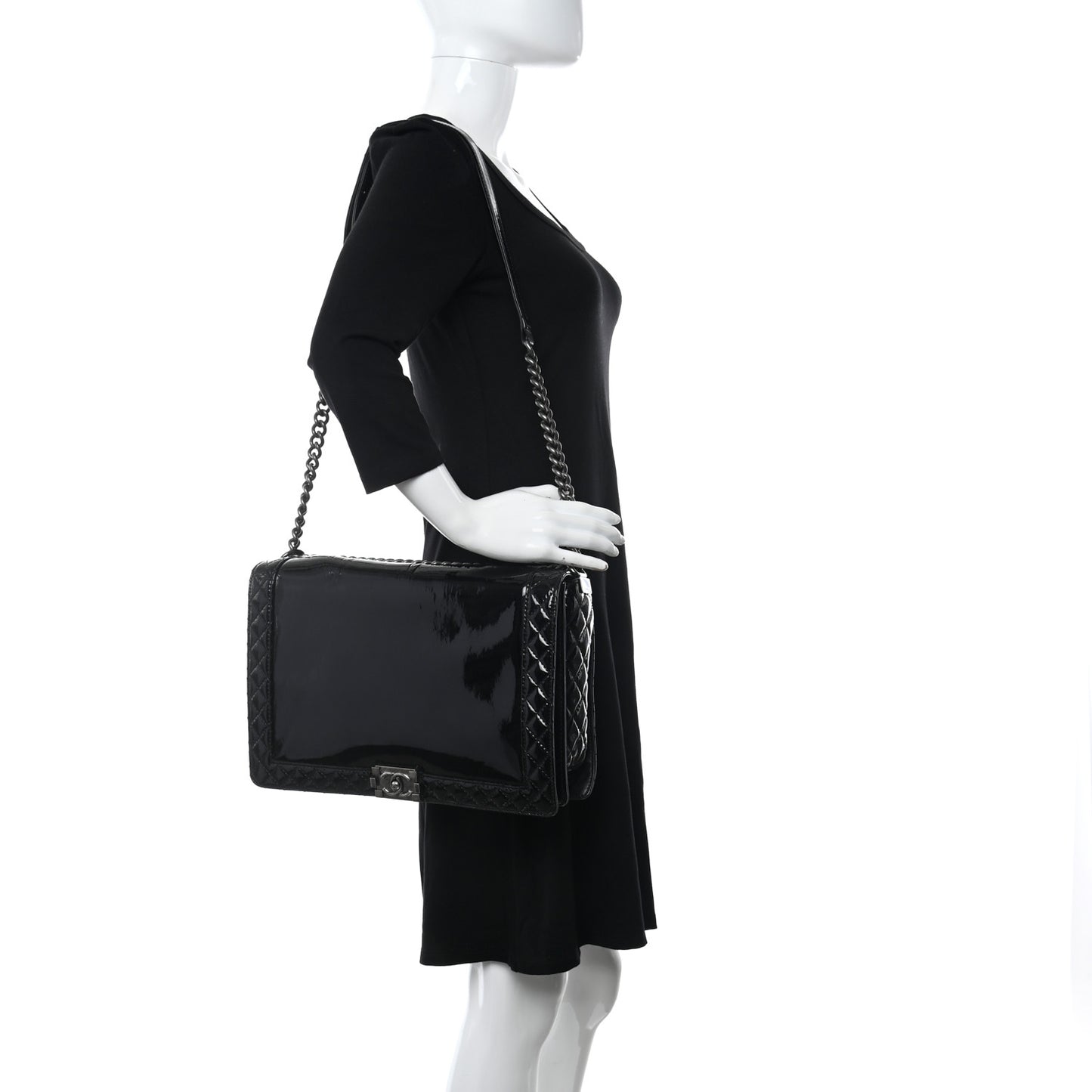 Patent Large Boy Reverso Flap Black