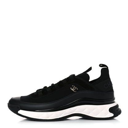 Chanel Velvet Calfskin Mixed Fibers CC Sneakers 42 Black 1 of 9
