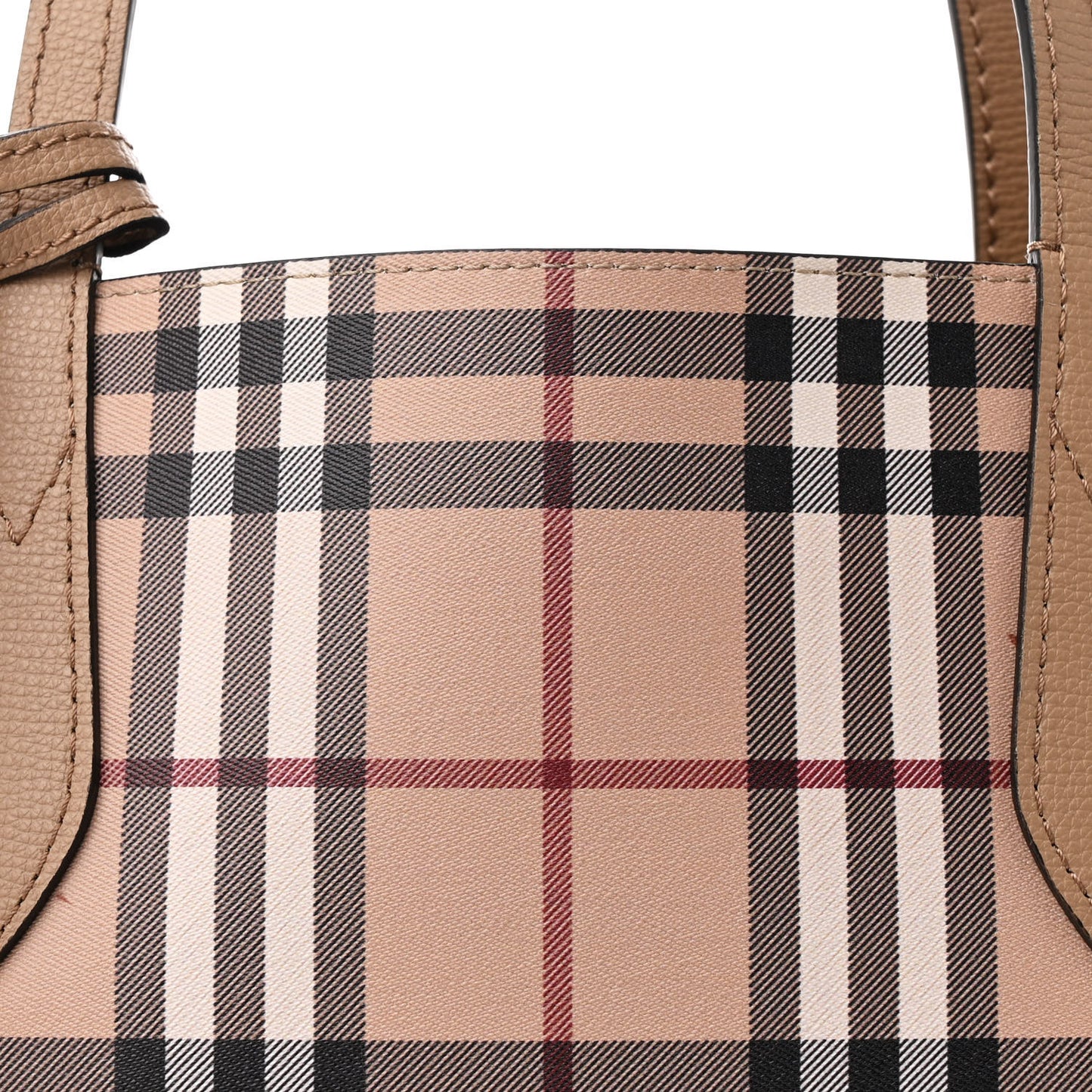 Grainy Calfskin Haymarket Check Medium Reversible Tote Camel