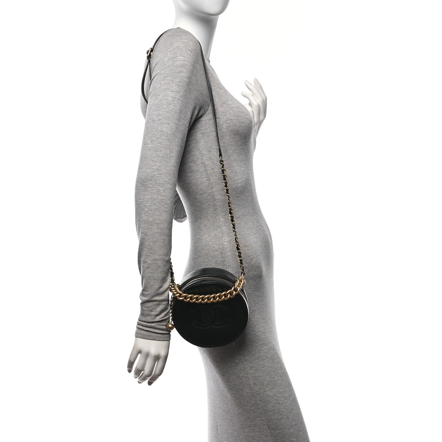 Chanel Glazed Calfskin Round As Earth Evening Bag Black 2 of 10