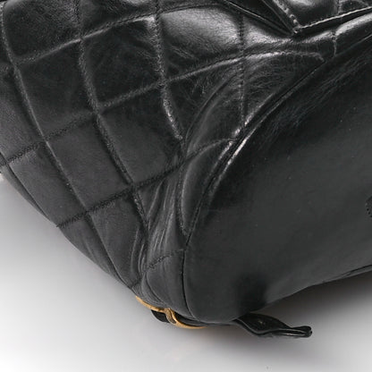 Chanel Lambskin Quilted Drawstring Backpack Black 10 of 11