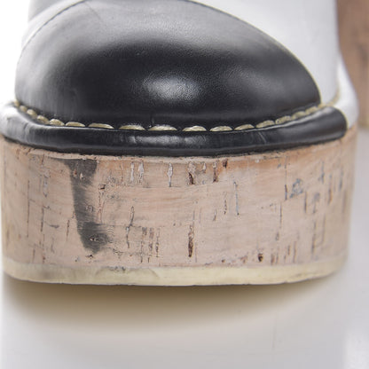 Chanel Calfskin Cork Cap Toe CC Clogs 36 Beige Black 10 of 15