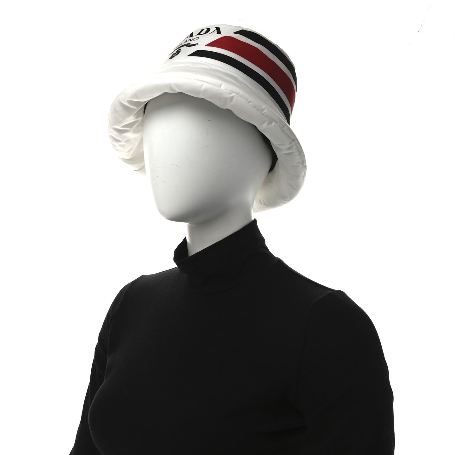 Re-Nylon Triangle Logo Padded Mens Bucket Hat M White Rosso