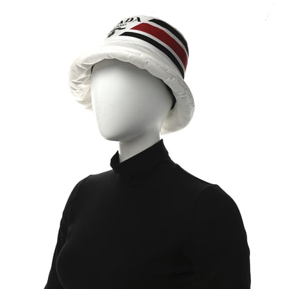 Prada Re-Nylon Triangle Logo Padded Mens Bucket Hat M White Rosso 2 of 9