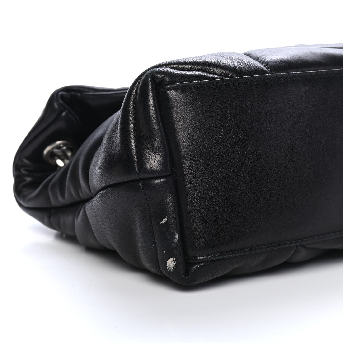 Lambskin Quilted Small Loulou Puffer Monogram Chain Satchel Black