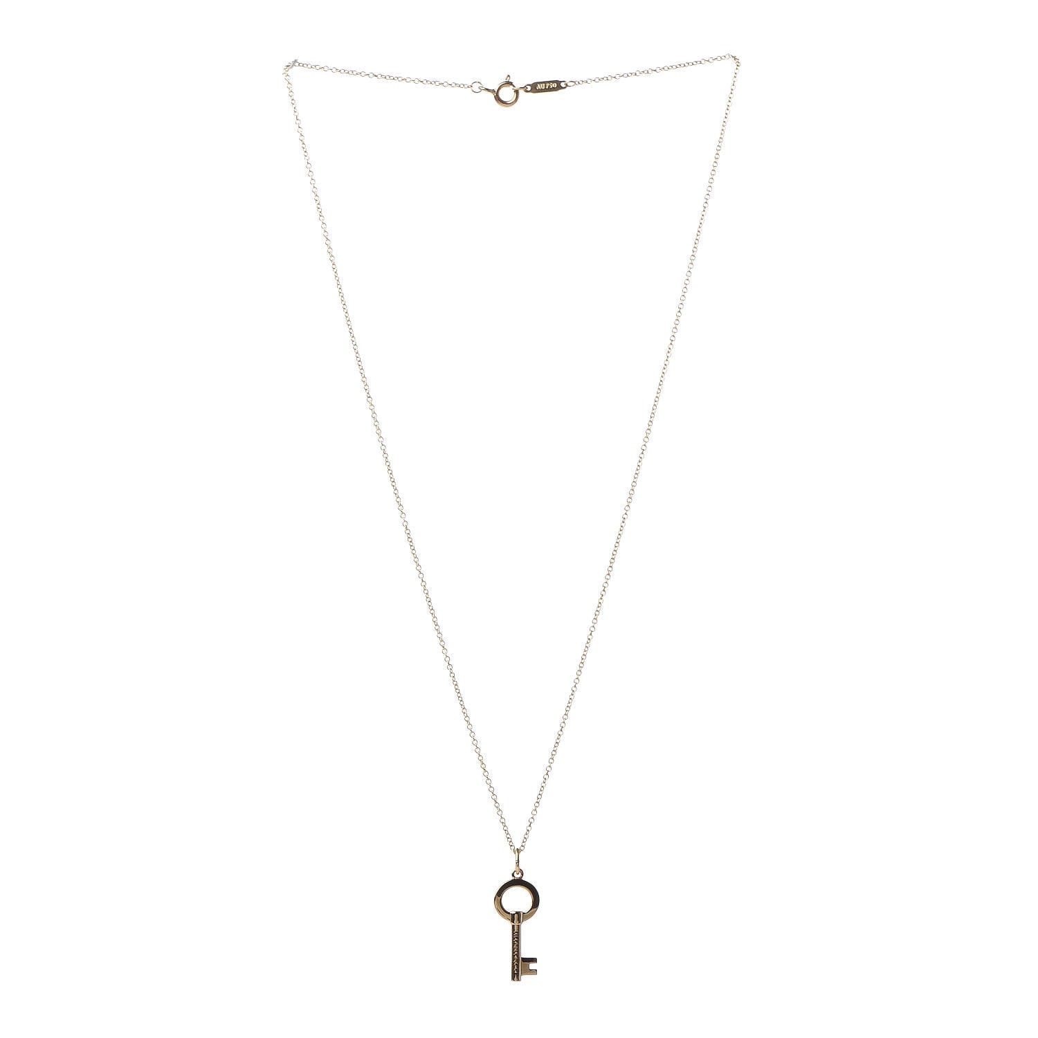 Tiffany 18K Yellow Gold Modern Keys Open Round Key Pendant Necklace 3 of 7