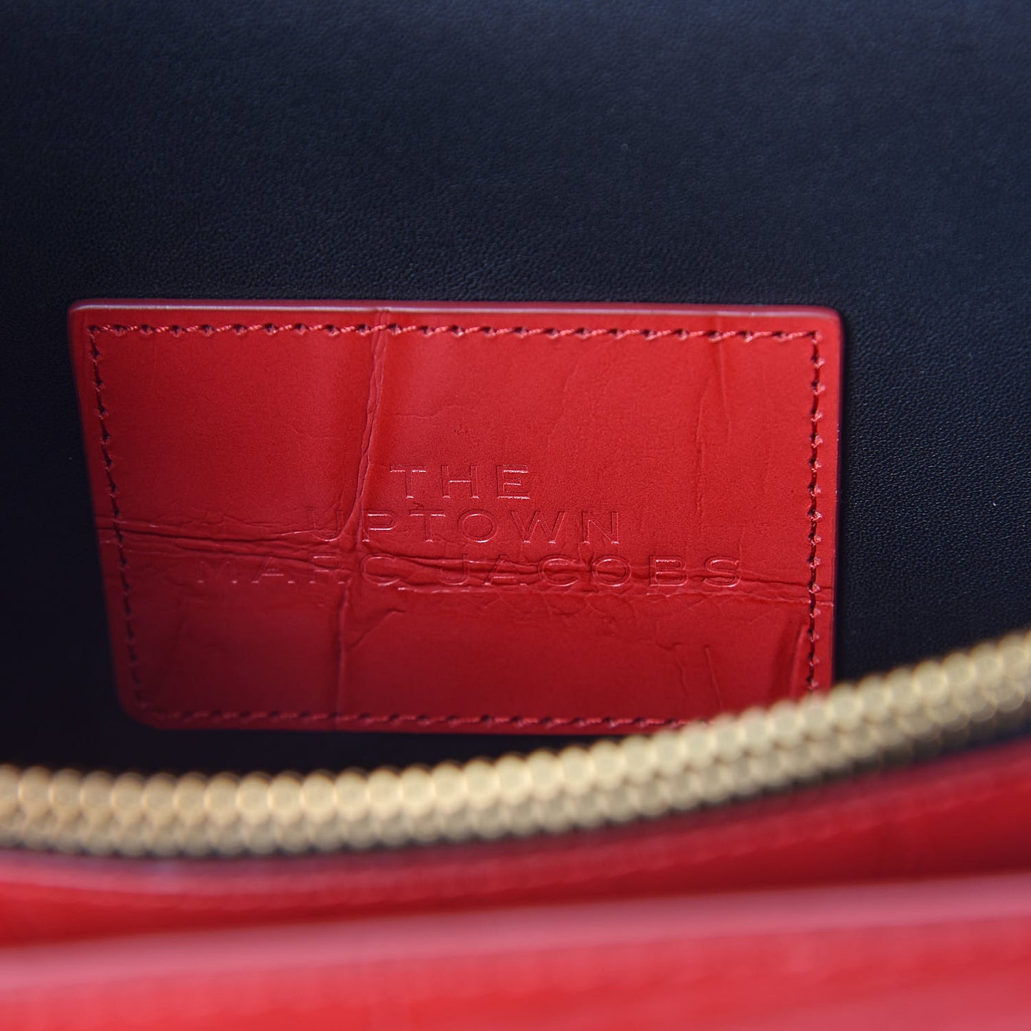 Calfskin Crocodile Embossed Uptown Shoulder Bag Flame