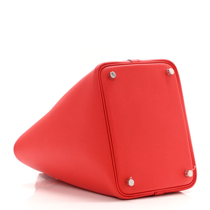 Hermes Epsom Tressage De Cuir Picotin Lock 18 PM Rouge Coeur Bleu du Nord Rouge H 4 of 10