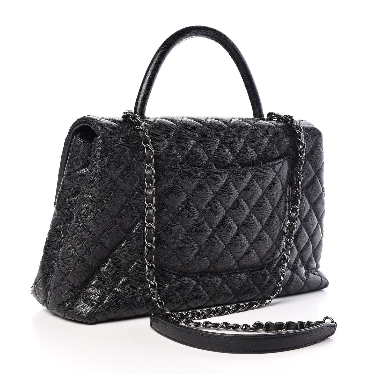 Caviar Quilted Medium Coco Handle Flap Black