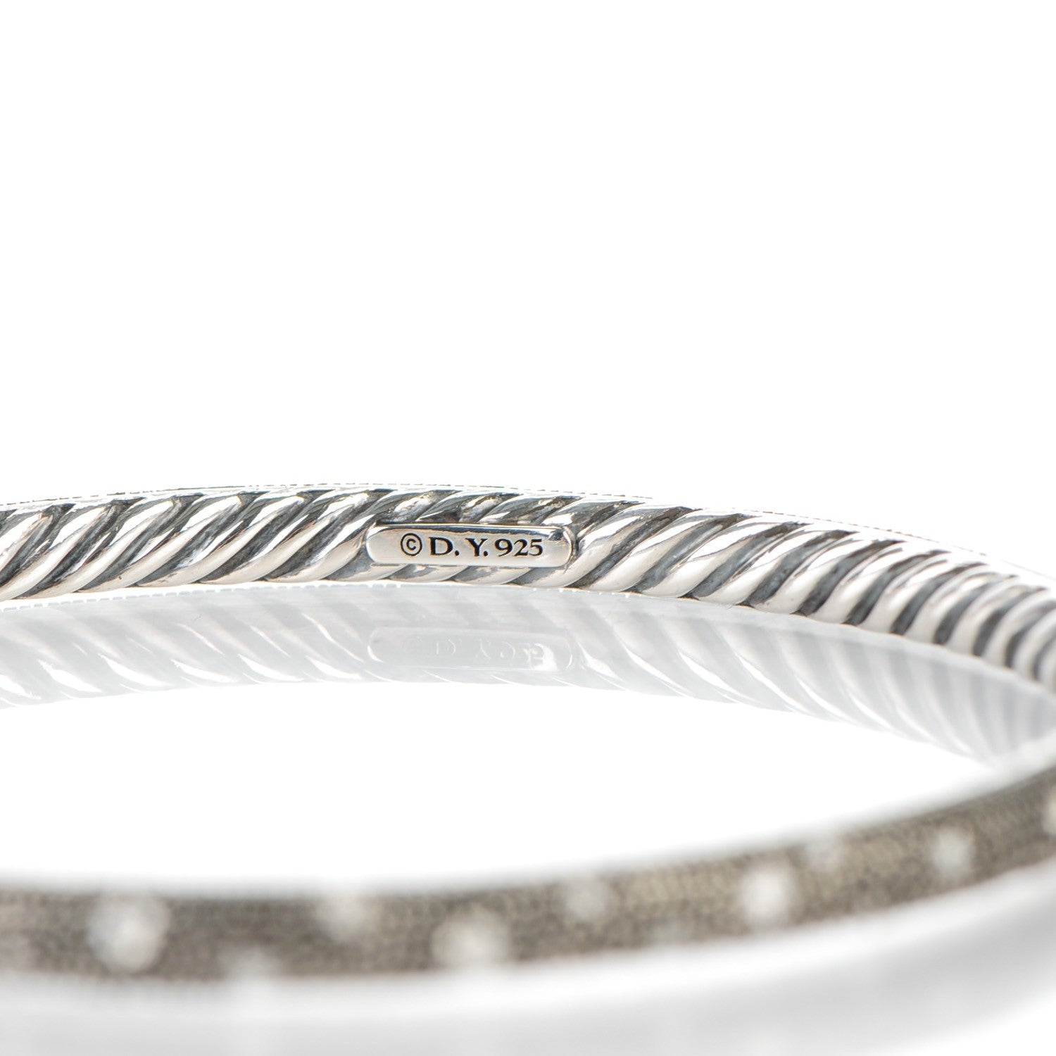 David Yurman Sterling Silver Diamond 4mm Midnight Melange Bangle Bracelet 4 of 4