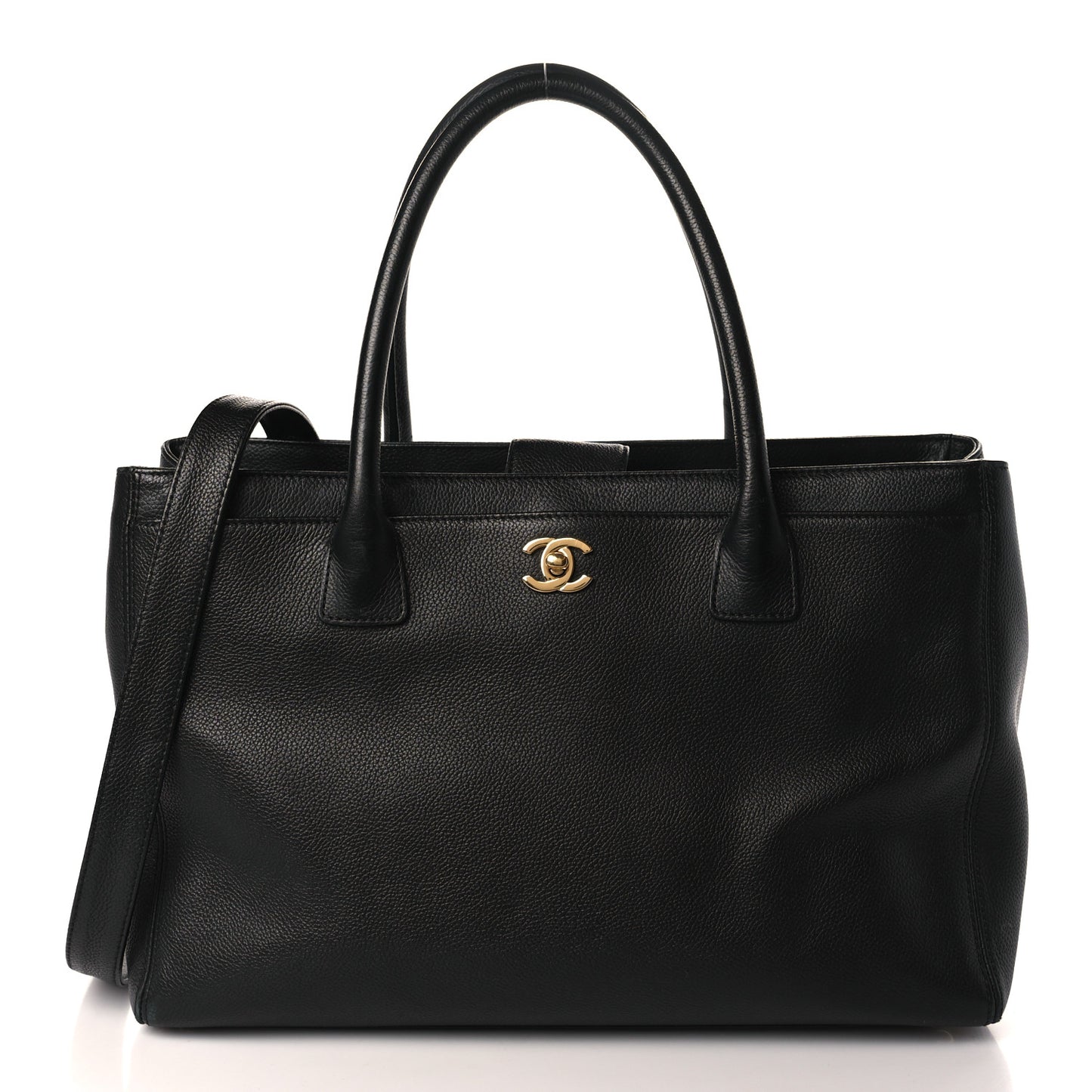 Calfskin Cerf Executive Shopper Tote Black