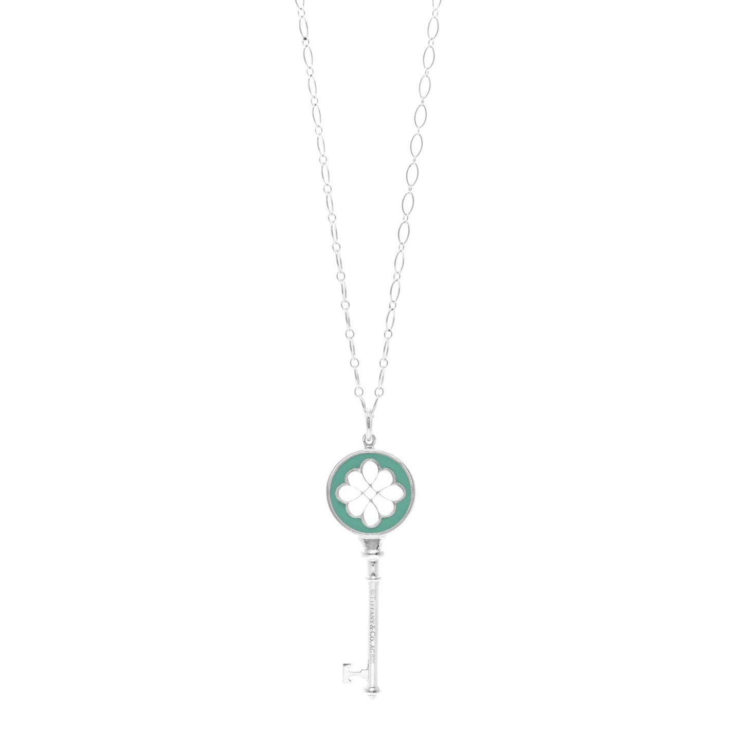 Sterling Silver Enamel Knot Key Pendant Necklace Blue