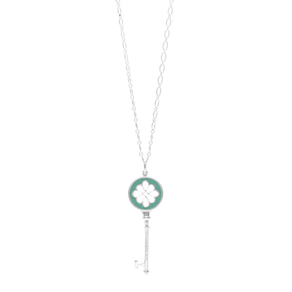 Tiffany Sterling Silver Enamel Knot Key Pendant Necklace Blue 1 of 4