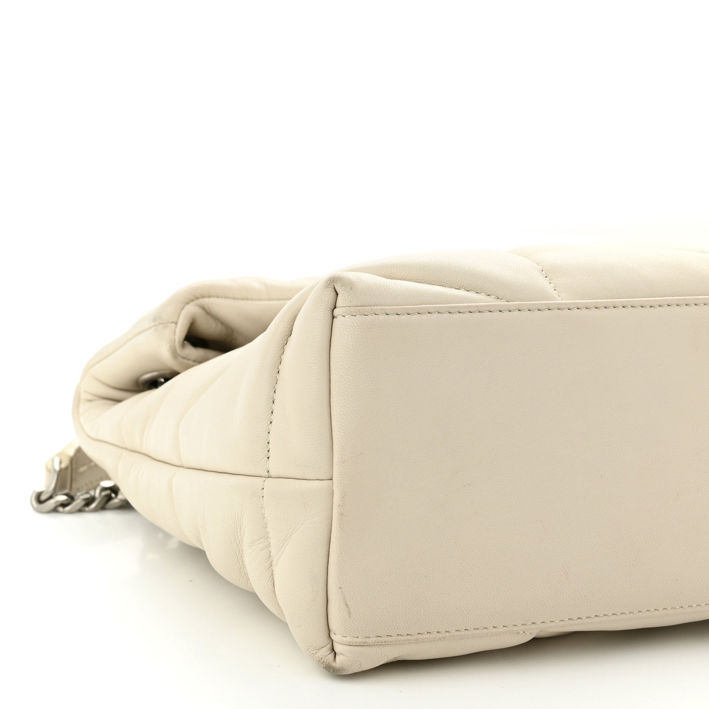 Lambskin Quilted Small Loulou Puffer Monogram Chain Satchel Blanc Vintage