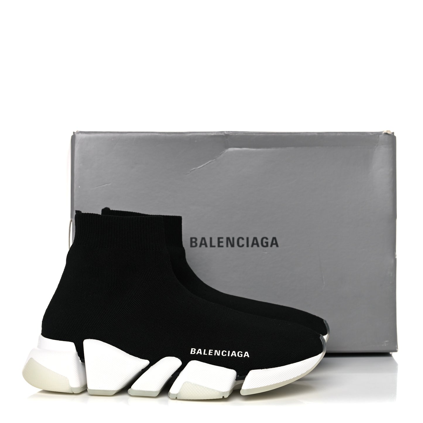 Technical 3D Recycled Knit Bi-Color Womens Speed 2.0 Transparent Sole Sneakers 36 Black White