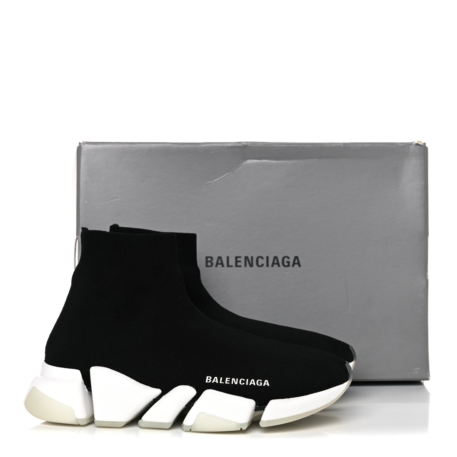 Balenciaga Technical 3D Recycled Knit Bi-Color Womens Speed 2.0 Transparent Sole Sneakers 36 Black White 9 of 9