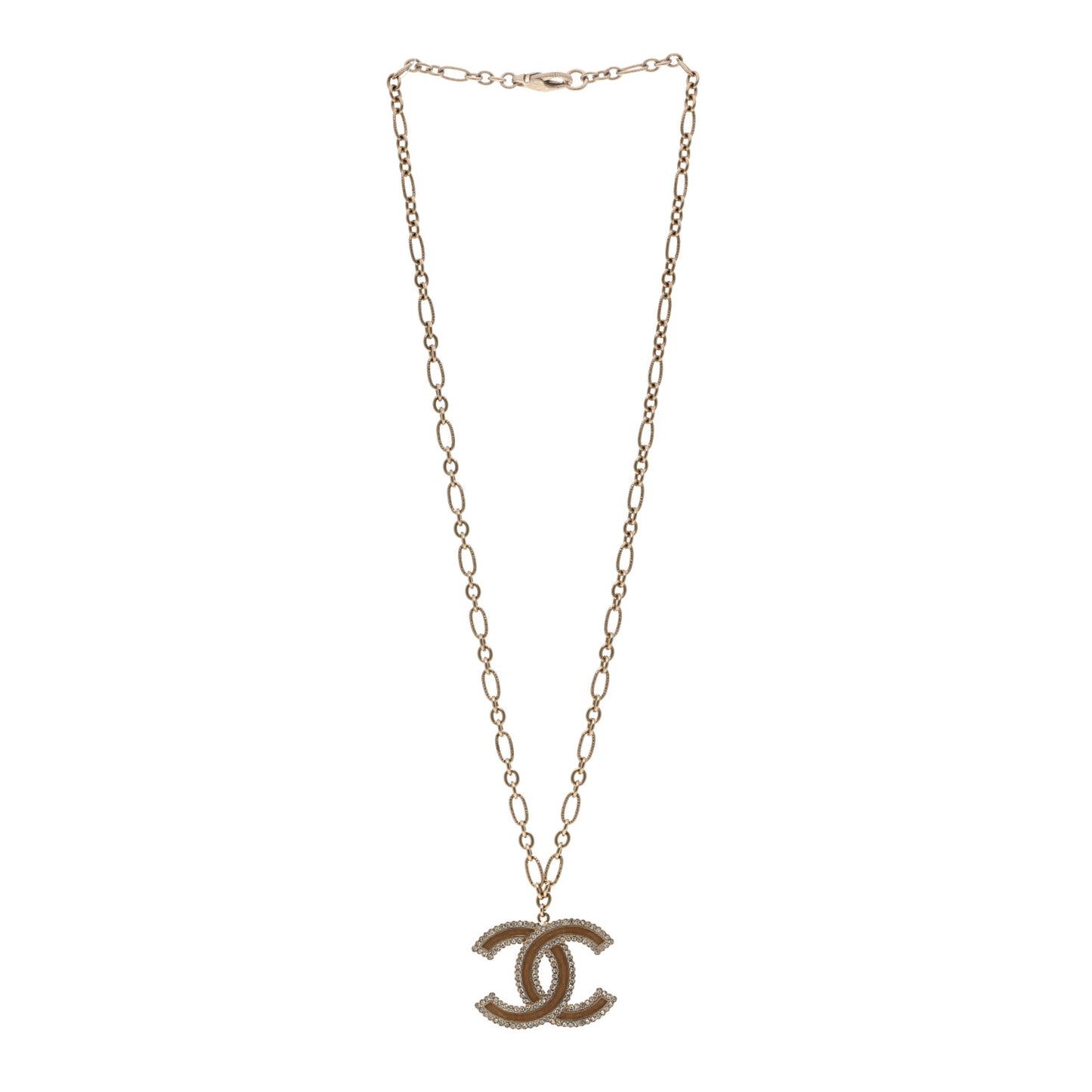 Crystal Glass CC Necklace Light Gold