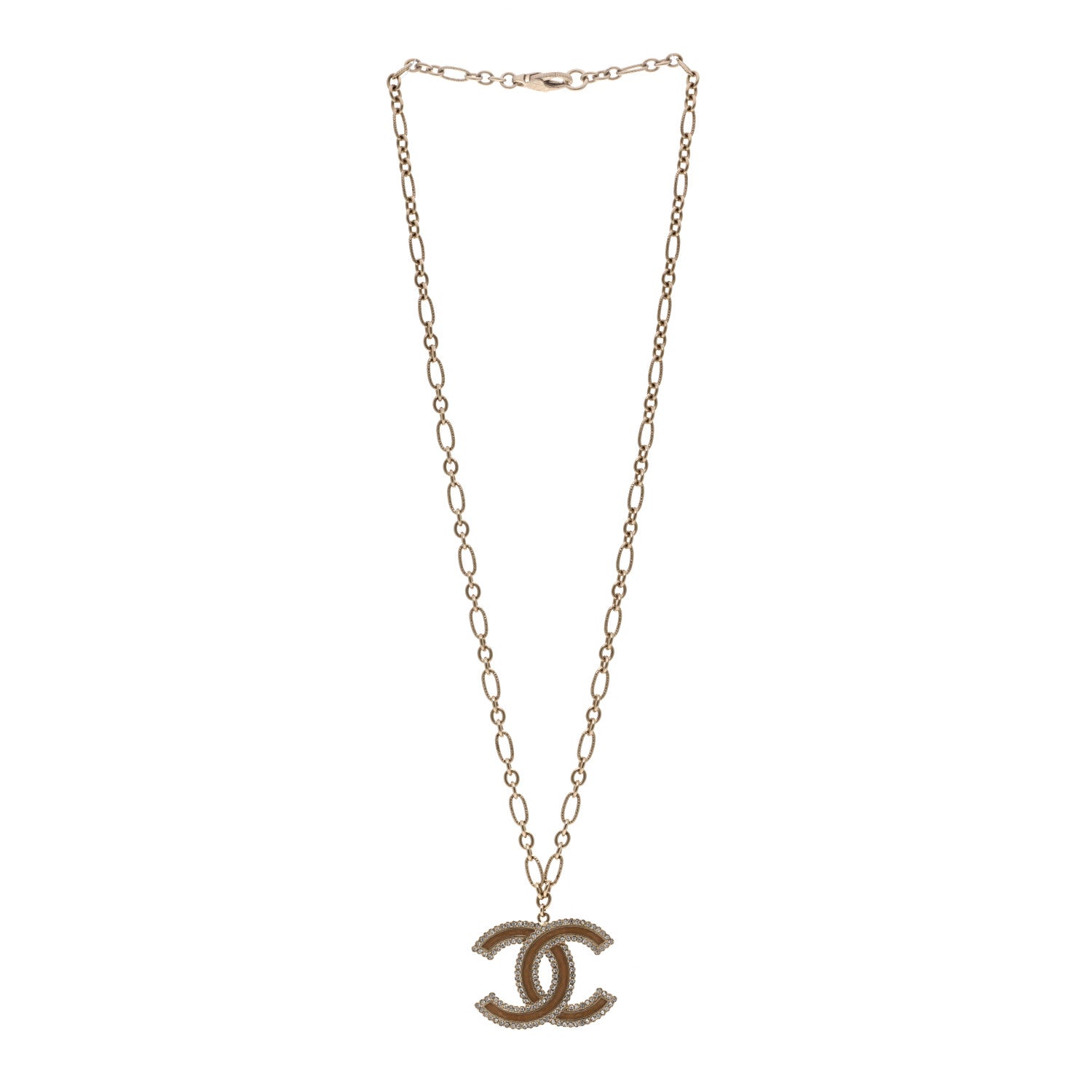 Chanel Crystal Glass CC Necklace Light Gold 3 of 7