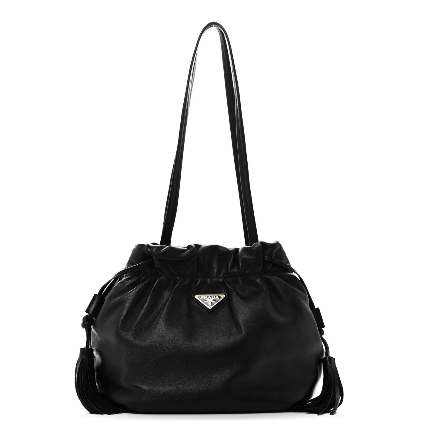 Nappa Drawstring Tote Black