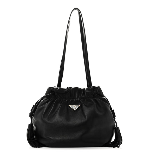 Prada Nappa Drawstring Tote Black 1833047 – FASHIONPHILE