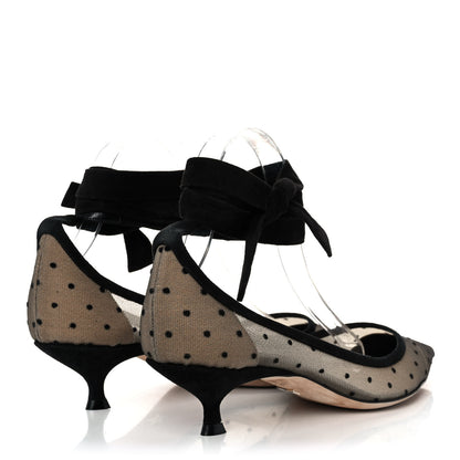 Christian Dior Suede Calfskin Plumetis Lovely-D Ankle Wrap Pumps 39.5 Black 4 of 8