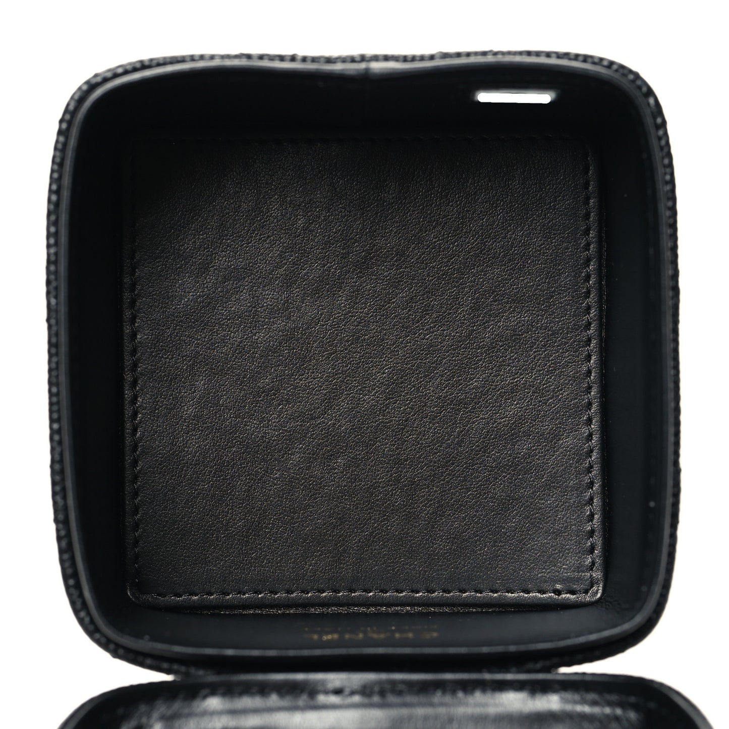 Caviar Quilted Mini Vanity Wrist Case With Chain Black