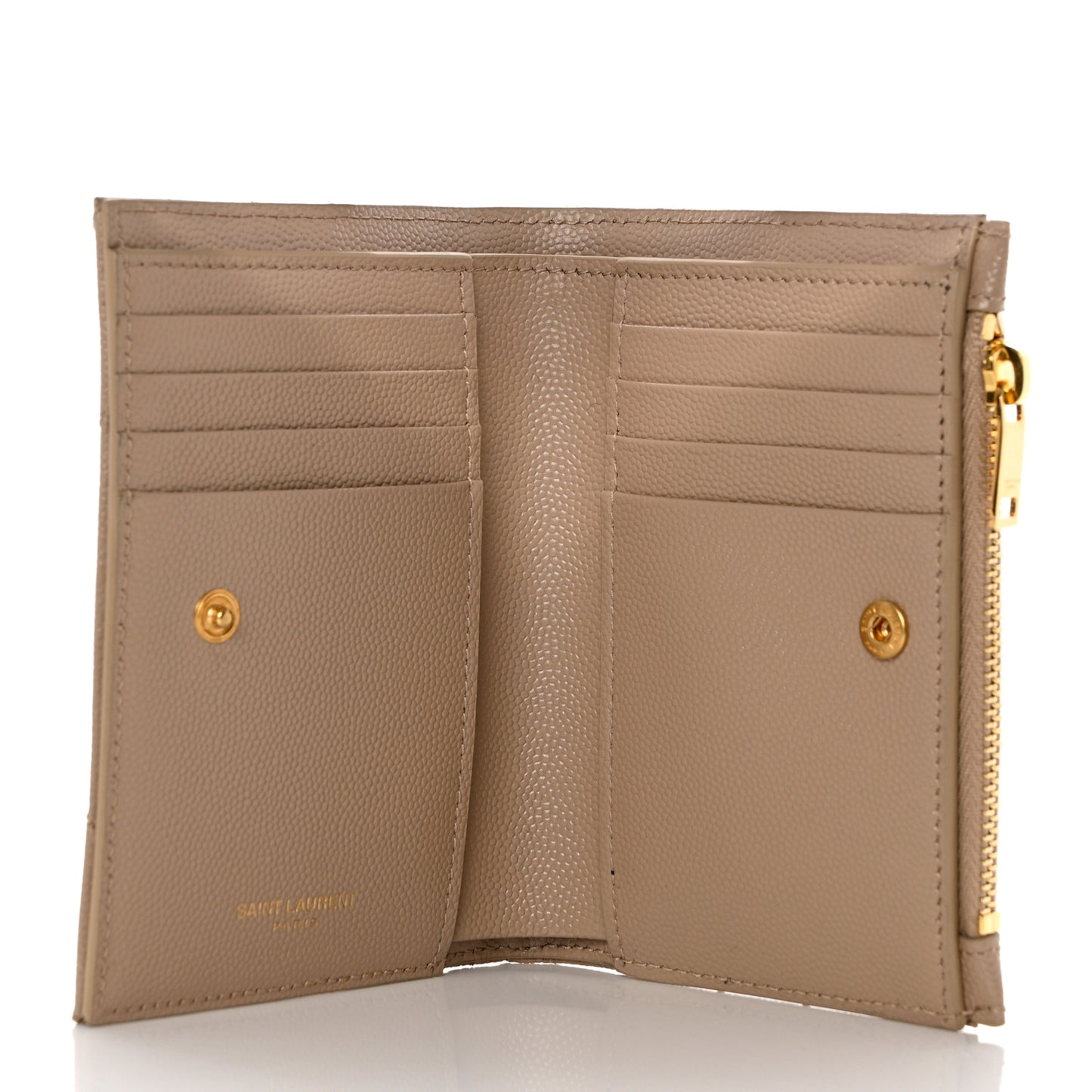 Grain De Poudre Matelasse Chevron Monogram Zipped Two-Part Wallet Dark Beige