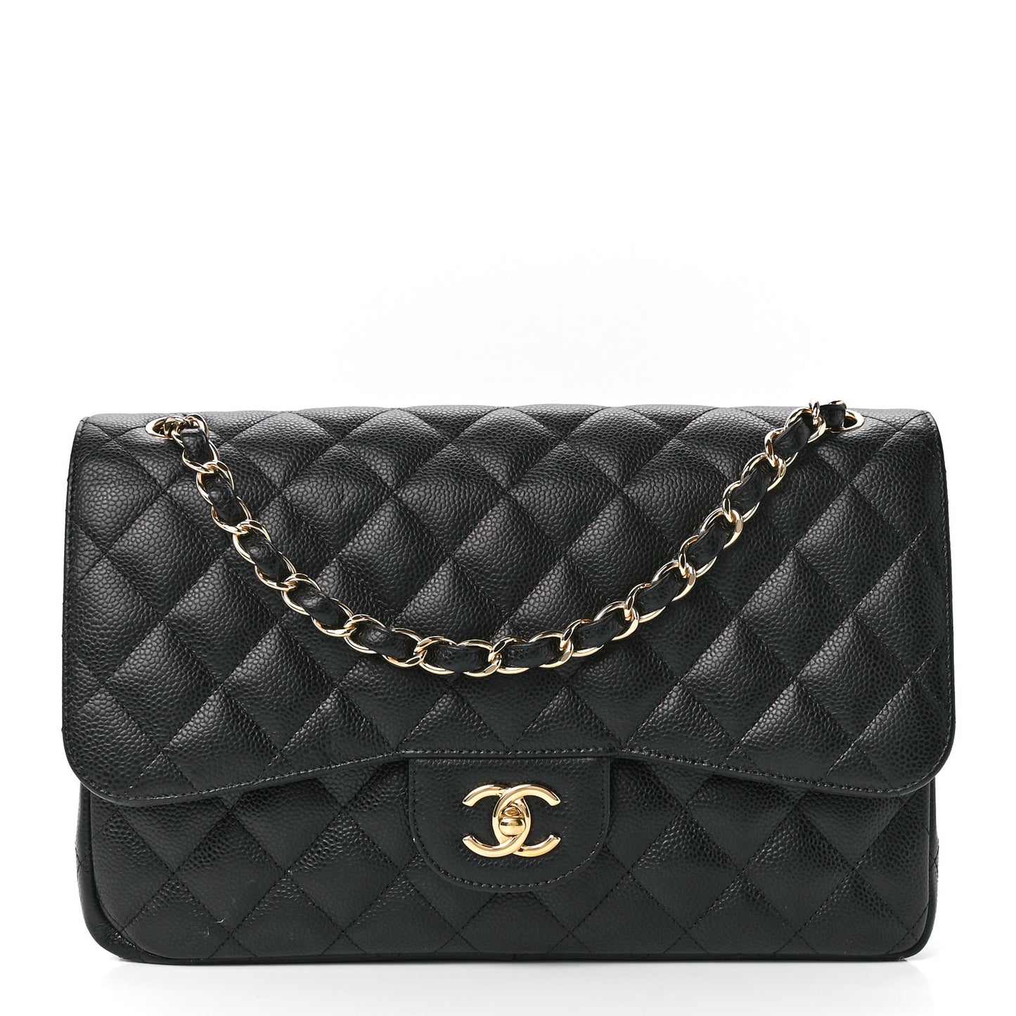 Caviar Quilted Jumbo Double Flap Black