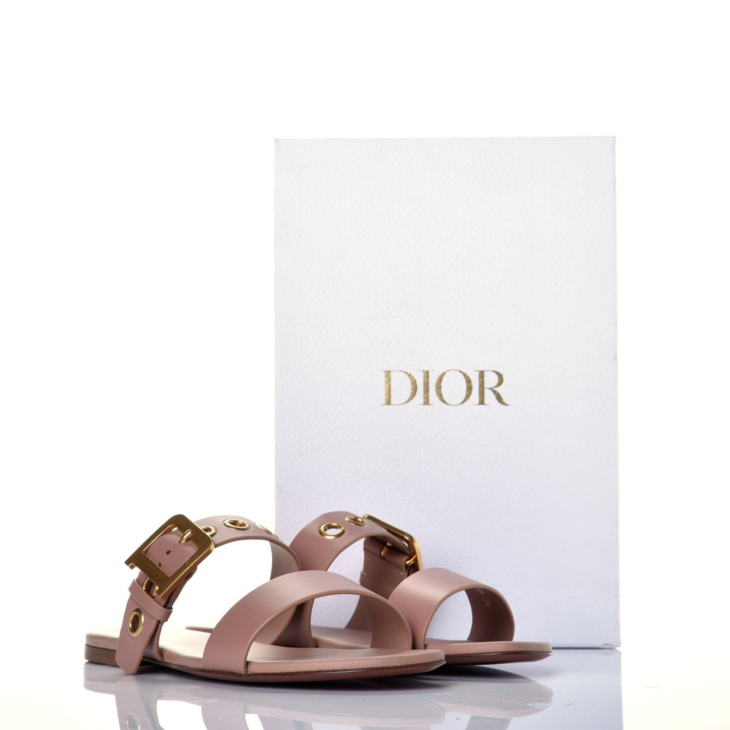 Calfskin D-Dior Slide Sandals 39 Rose De Vents