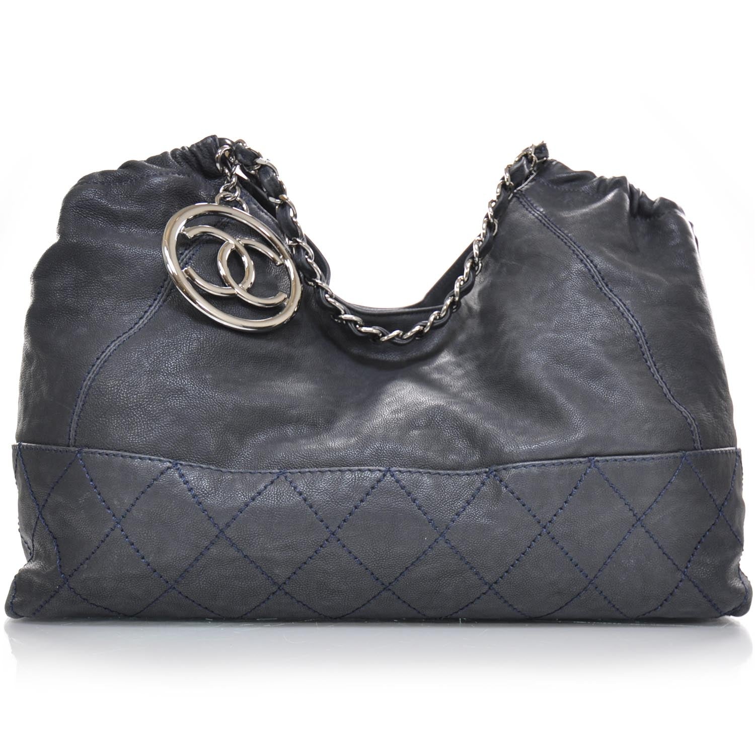 Chanel Leather Coco Cabas Navy Blue 1 of 11