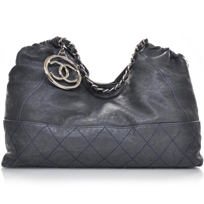 Chanel Leather Coco Cabas Navy Blue 1 of 11