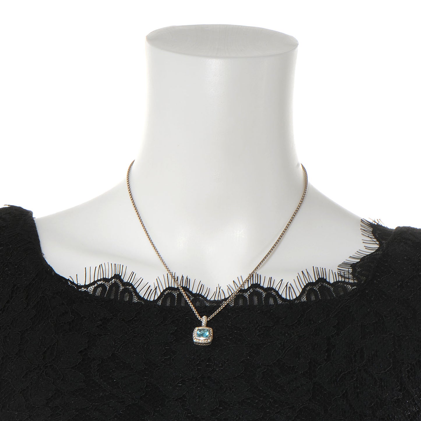 Sterling Silver Diamond Blue Topaz 7mm Petite Albion Pendant Necklace