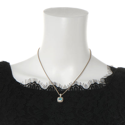 David Yurman Sterling Silver Diamond Blue Topaz 7mm Petite Albion Pendant Necklace 2 of 5