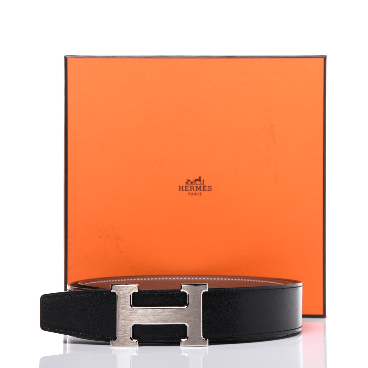 Hermes Box Togo 32mm H Belt 85 Black Gold 8 of 8