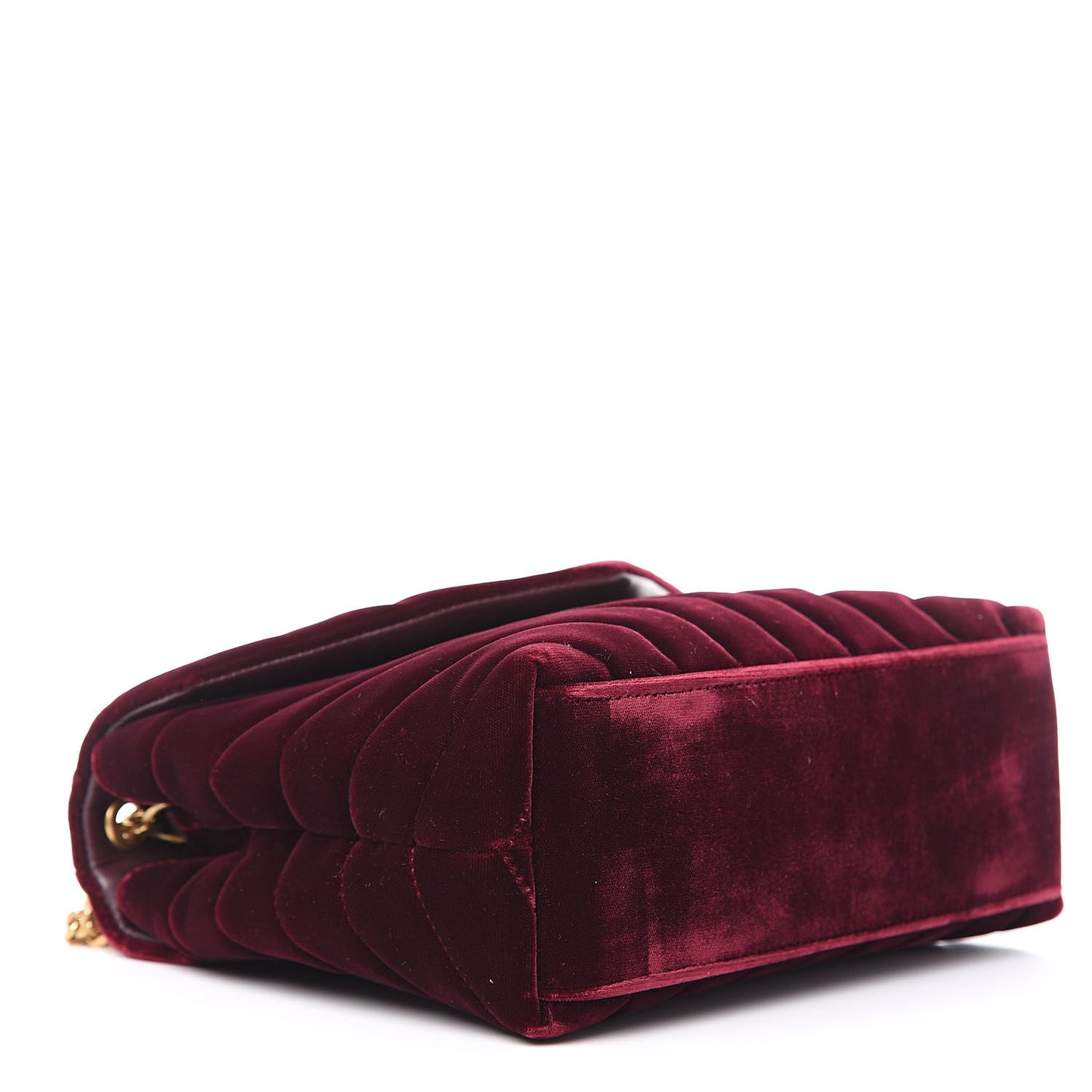 Velvet Y Quilted Monogram Small Loulou Chain Satchel Burgundy