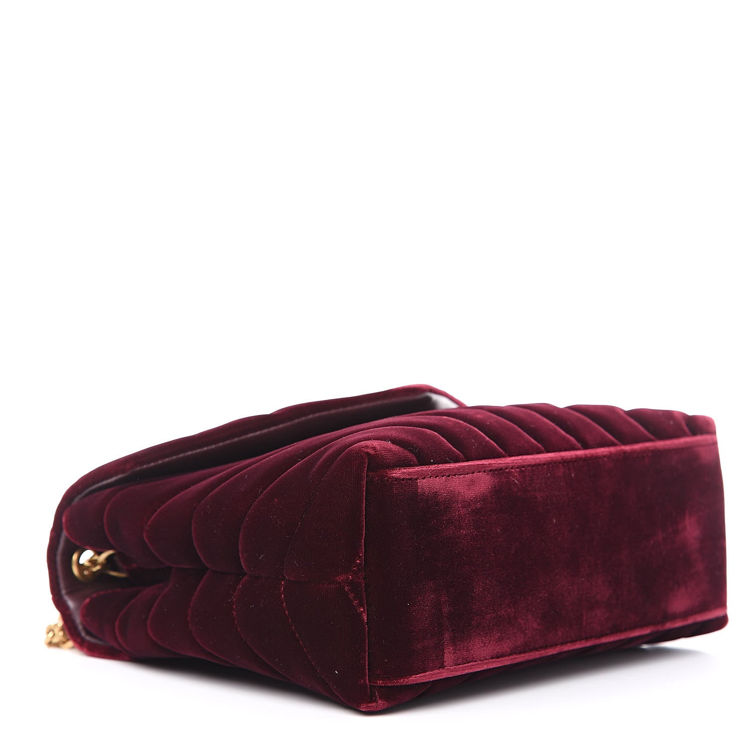 Saint Laurent Velvet Y Quilted Monogram Small Loulou Chain Satchel Burgundy 4 of 11