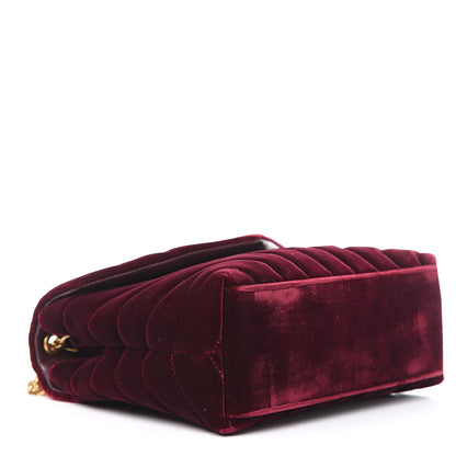 Saint Laurent Velvet Y Quilted Monogram Small Loulou Chain Satchel Burgundy 4 of 11