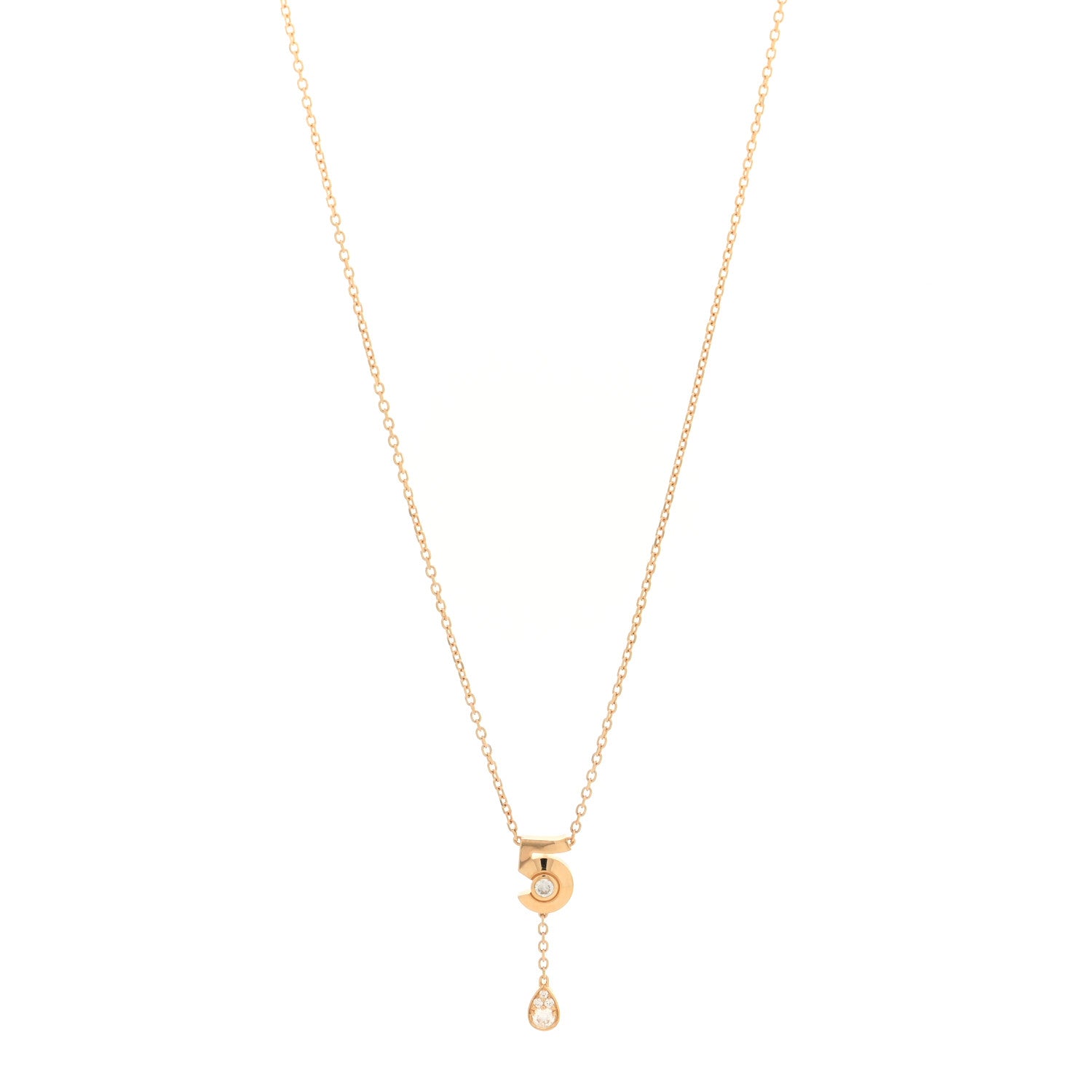 Chanel 18K Yellow Gold Diamond Eternal No 5 Necklace 1 of 5