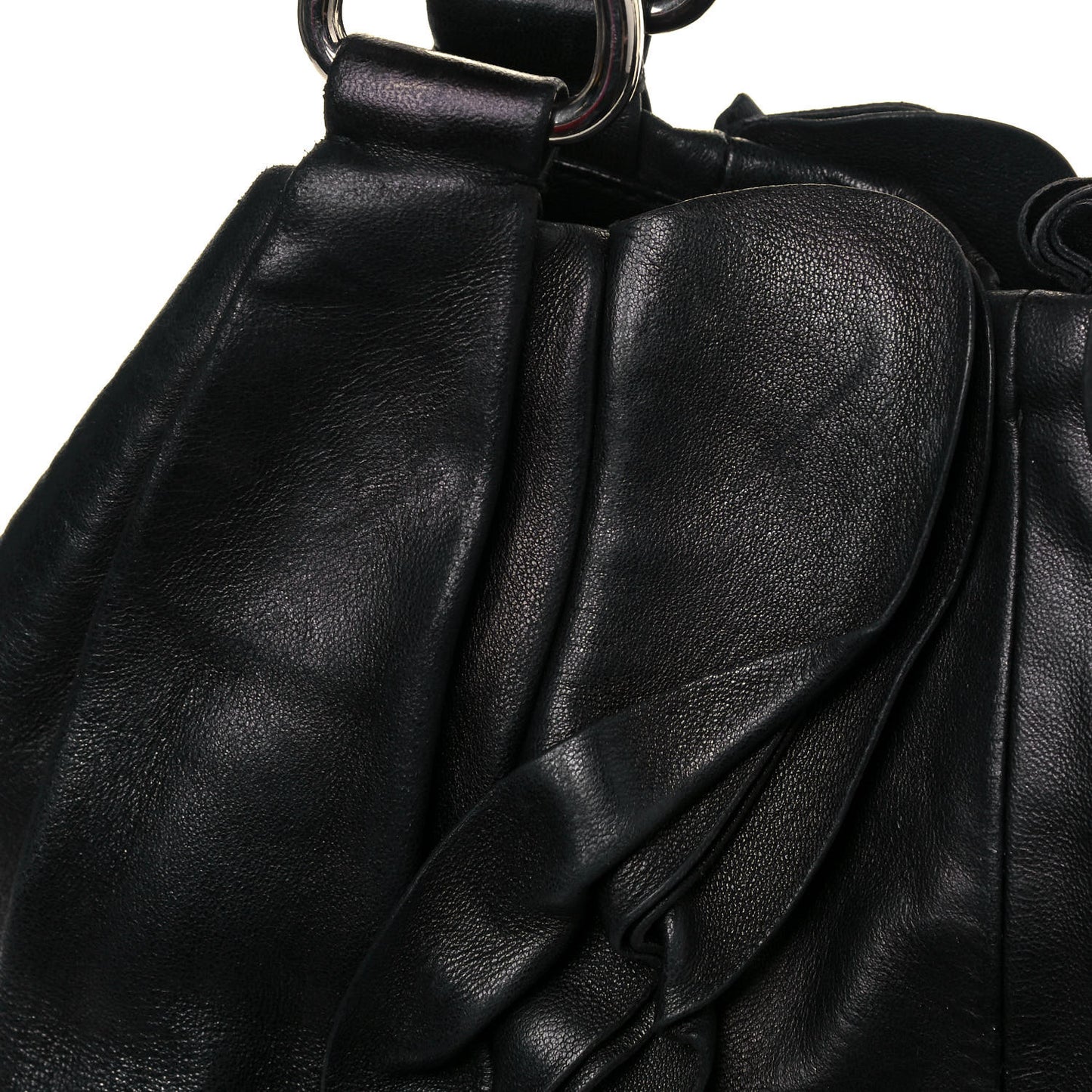 Nappa Ruffle Hobo Black