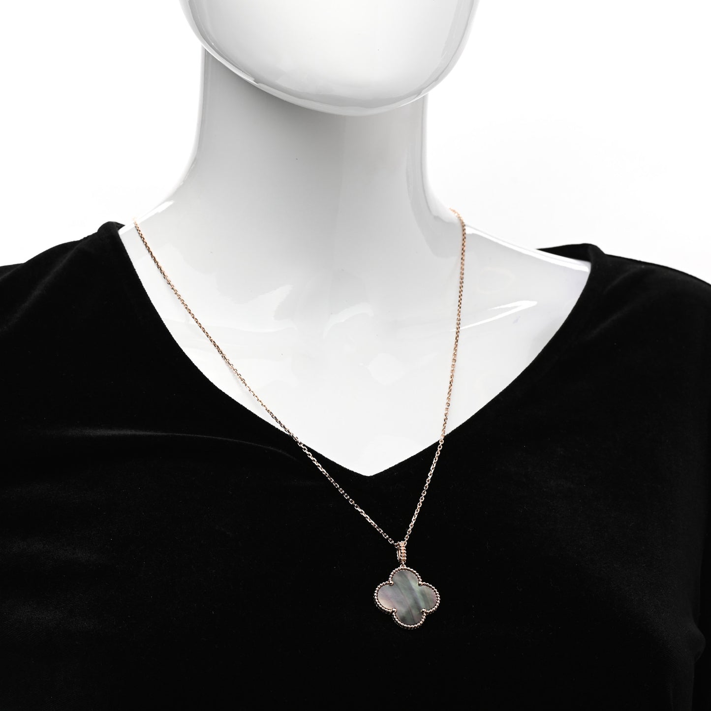 18K Rose Gold Gray Mother of Pearl Magic Alhambra Long Necklace