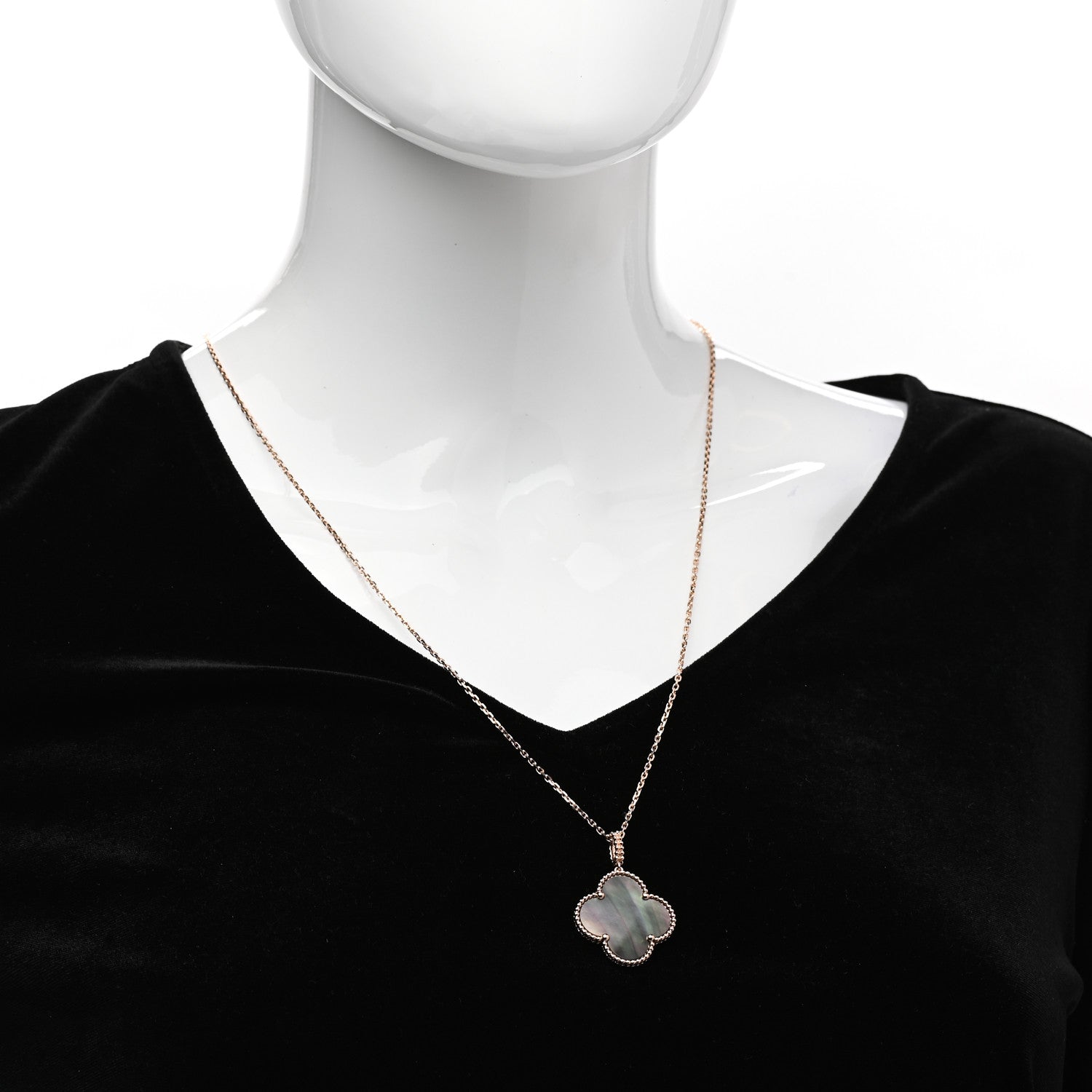 Van Cleef & Arpels 18K Rose Gold Gray Mother of Pearl Magic Alhambra Long Necklace 2 of 5